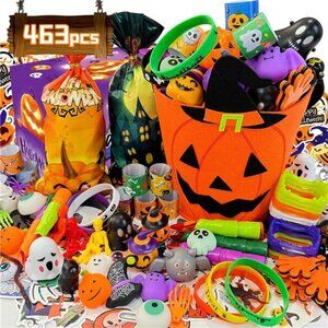 463PCS Halloween Party Favors Trick or Treat Goodies Bag Fillers Basket